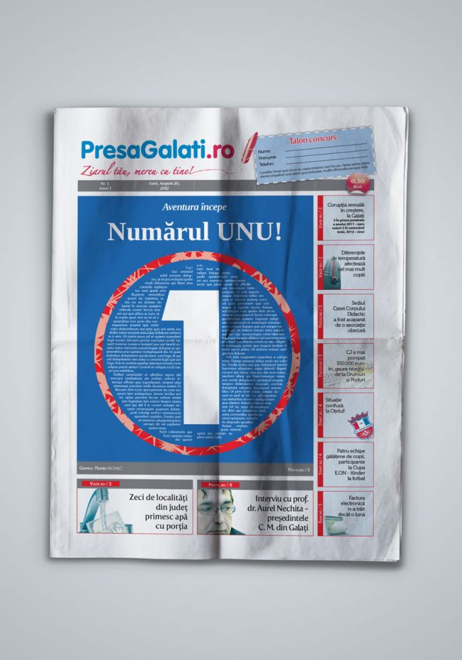 Presa Galati, weekly newspaper concept and design - first page showcase