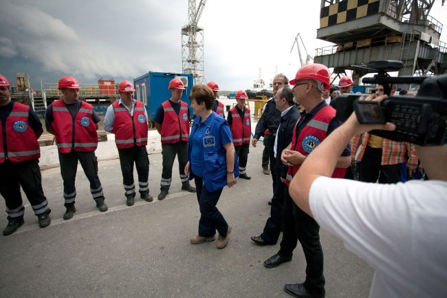 Members of the European Union's Comission are visiting the naval shirpyard in Galați, Romania on July 9th, 2010.