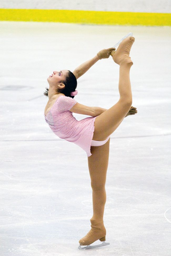 An artistic skater is performing her free skating program during the Crystal Skate competition in Galați, Romania on November 15th, 2008.