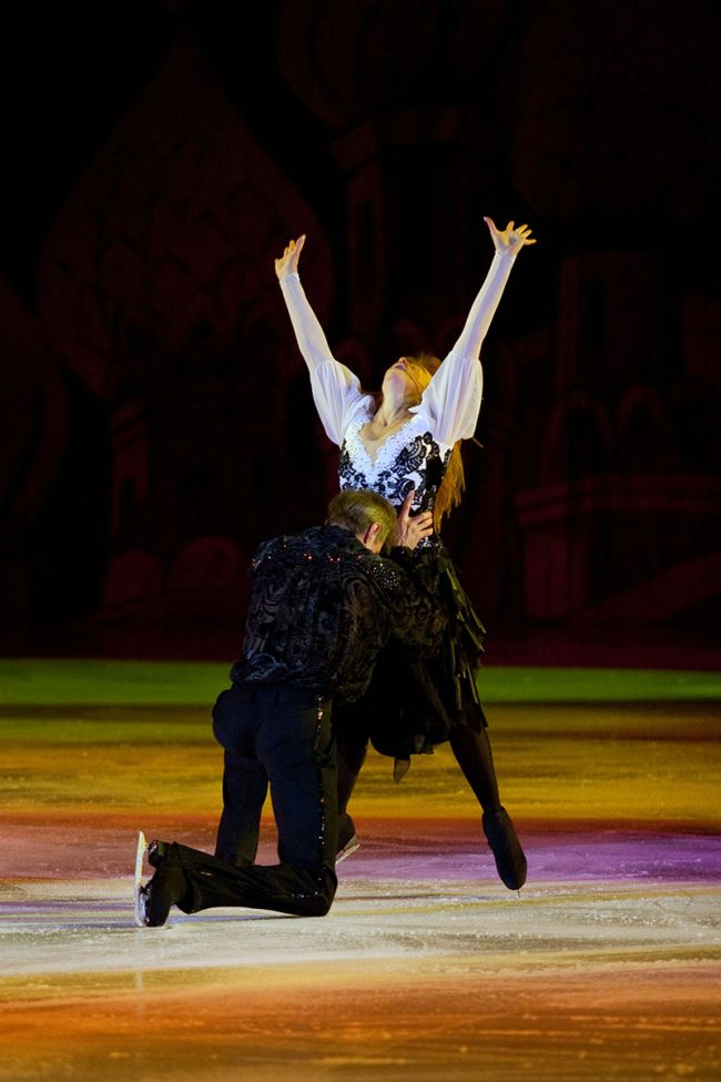 Russian artists are skating during the Moscow Stars on Ice show in Galați, Romania, March 2nd , 2009.