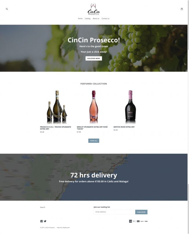 CinCinProsecco.com website interface concept and design (live)